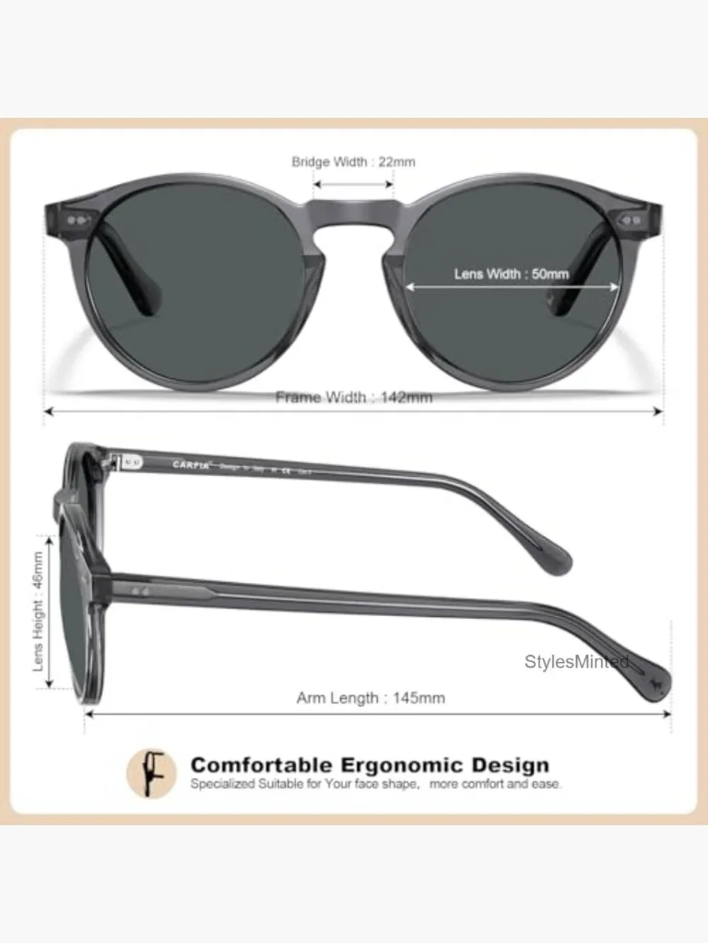 Retro Round Polarized Mens Sunglasses UV Protection Acetate Frame